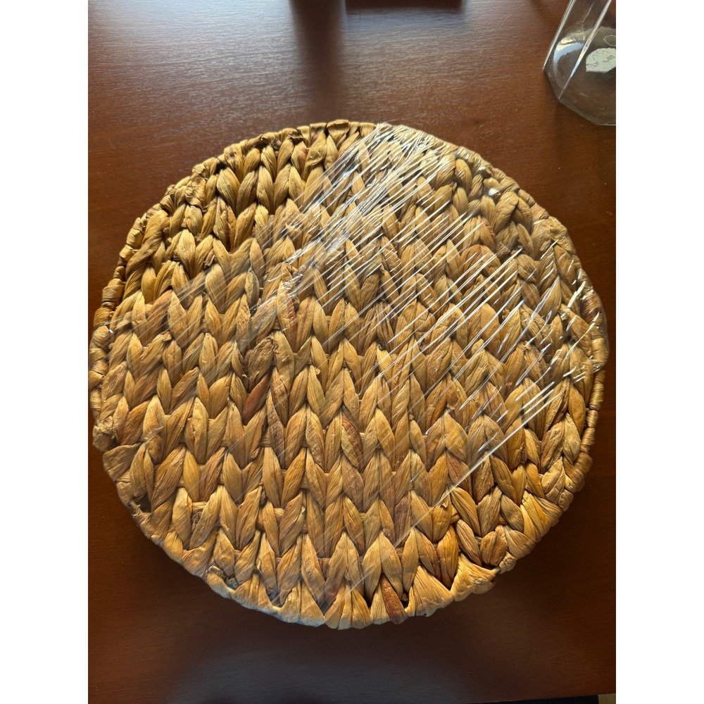 Woven Chip and Dip Basket and Ceramic Bowl Set OS Tan White Daisy Floral Boho - Picture 4 of 4